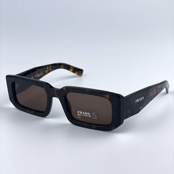 NEW Prada PR06YS 2AU8C1 Havana Tortoise Dark Brown Rectangle Unisex Sunglasses main image 5